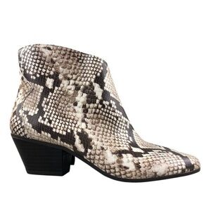 INC International Concepts Brown Snakeskin Pattern Side Zip Ankle Boots Size 8.5